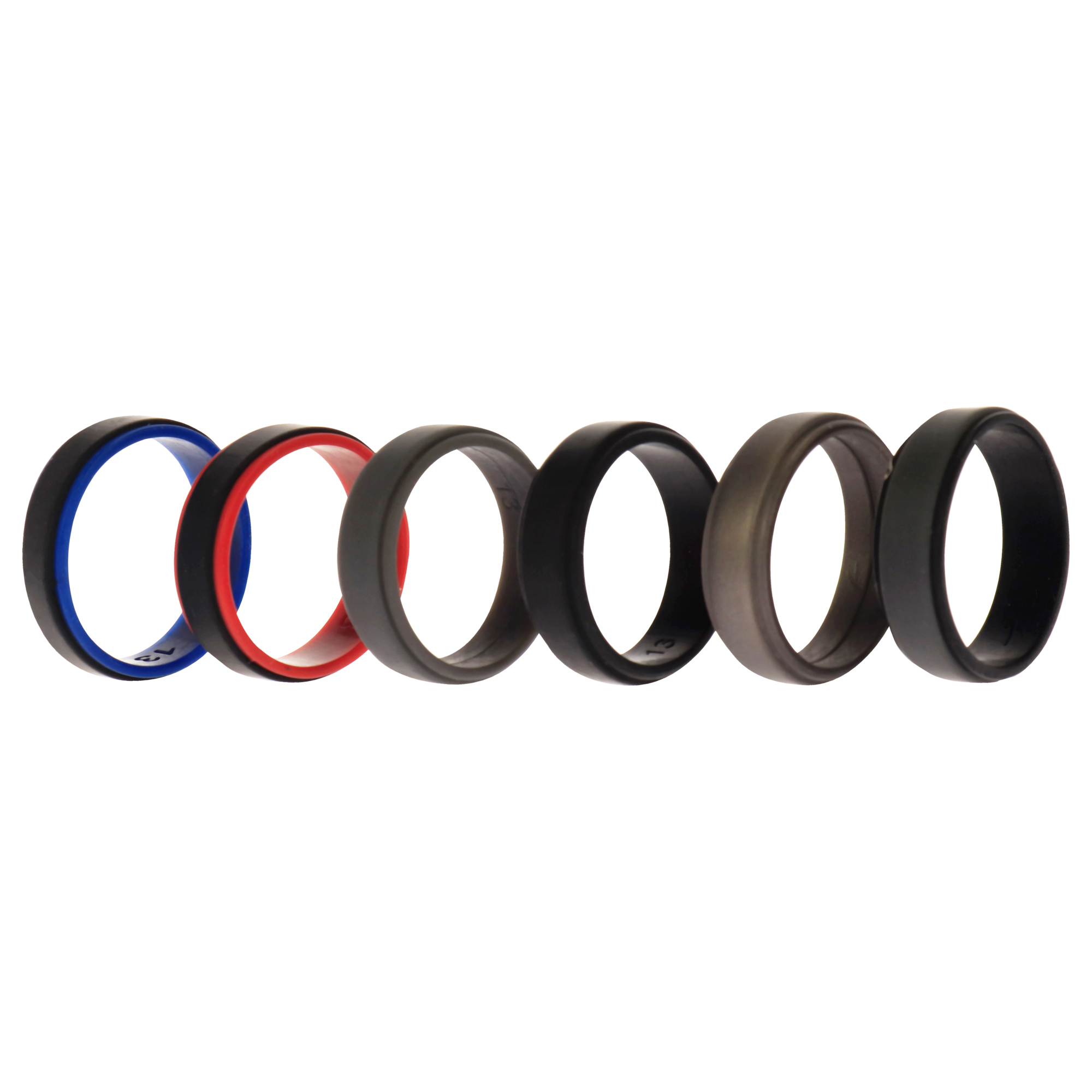 Silicone Wedding 2layer Step Ring Set - Black By Roq For Men - 6 X 13 Mm Ring